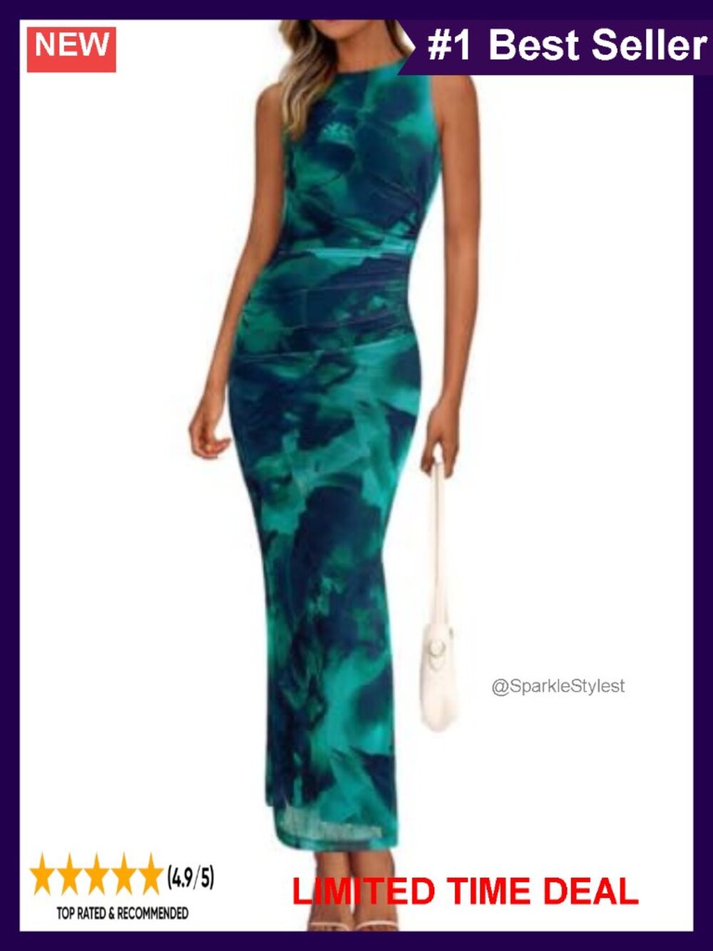 Sleeveless Ruched Floral Maxi Dress Mesh Bodycon Formal Wedding Guest